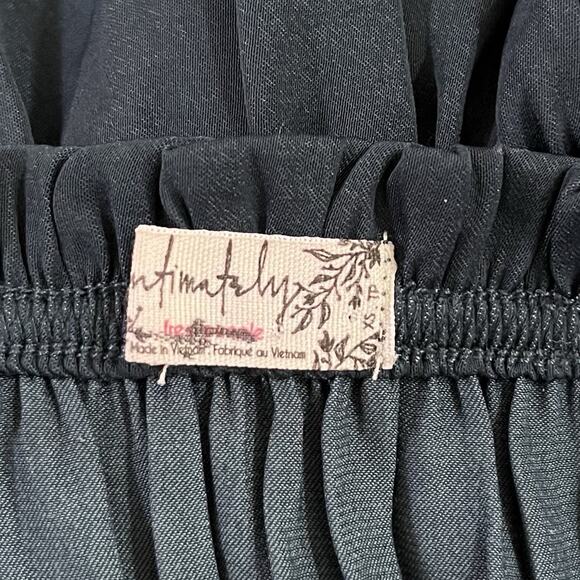 Free People Satin Smocked Cropped Tank Top Size XS Teal Boho Romantic Camisole - Picture 5 of 5